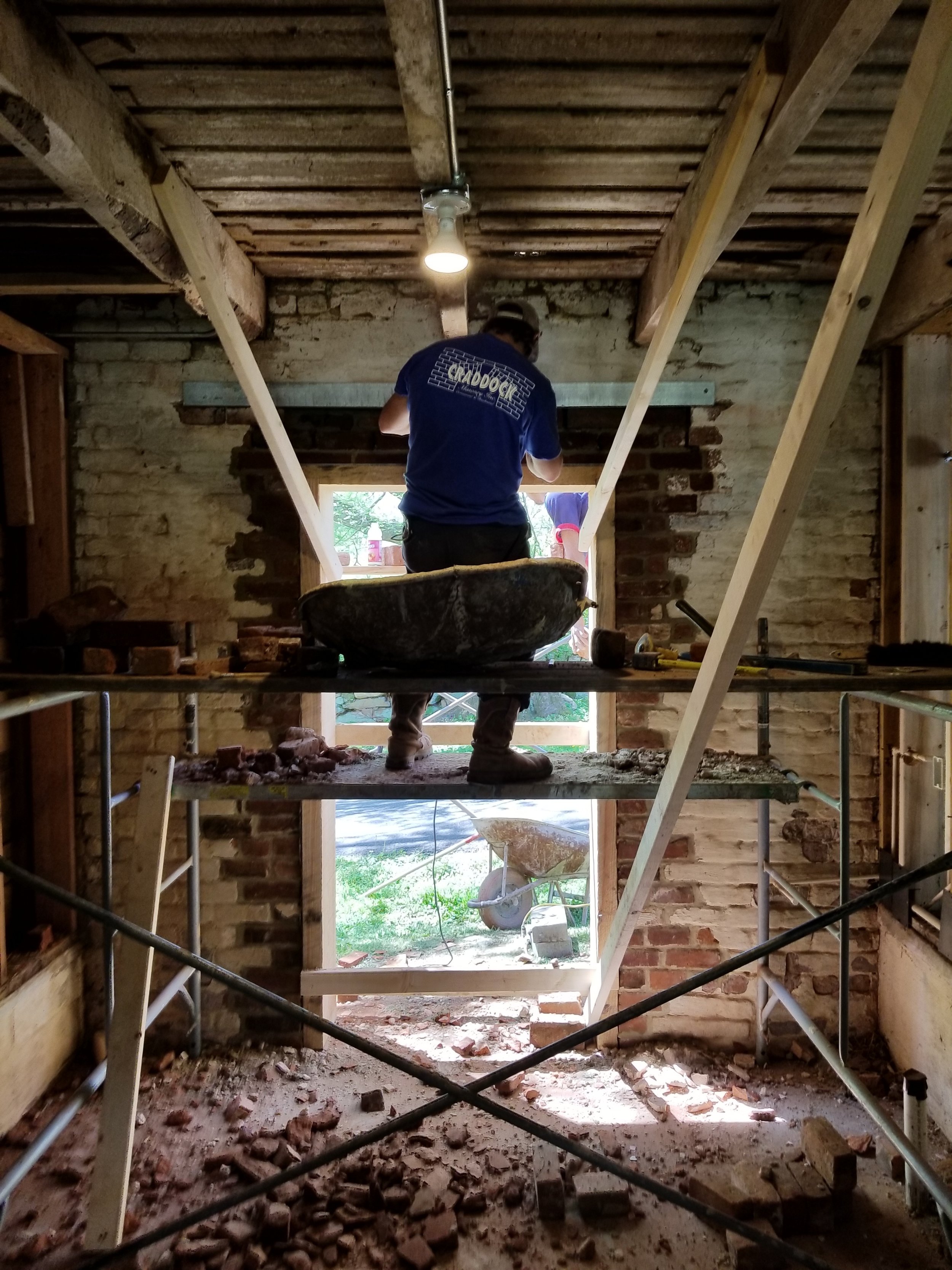 Masonry work underway